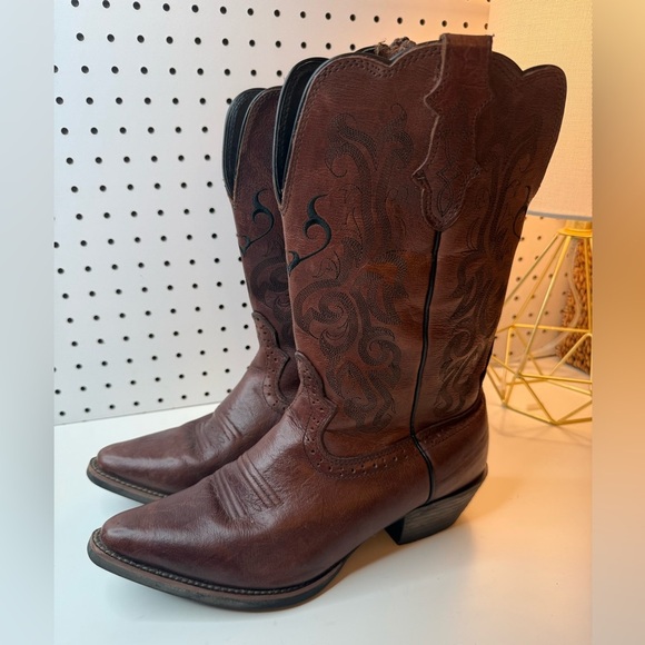 Justin Boots Dark Brown Mustang Cowhide Leather Style L2559 Women's Size 10C - Picture 7 of 17